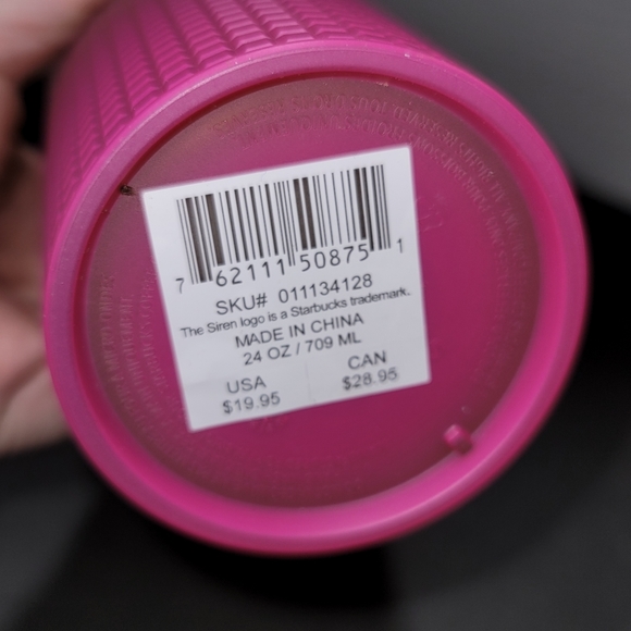 NEW Starbucks 2022 Lemon Yellow Pink Gradient Ombre Grid 24oz Venti Tumbler - Picture 4 of 6